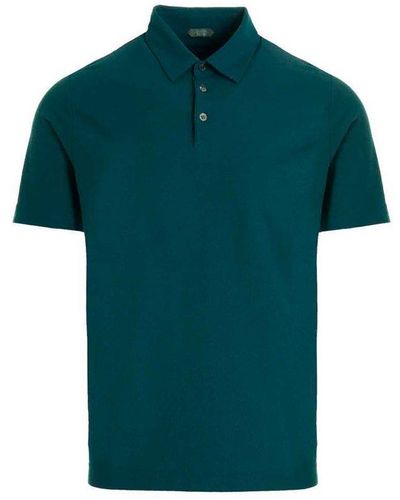 Zanone Short-sleeved Straight-hem Polo Shirt - Green