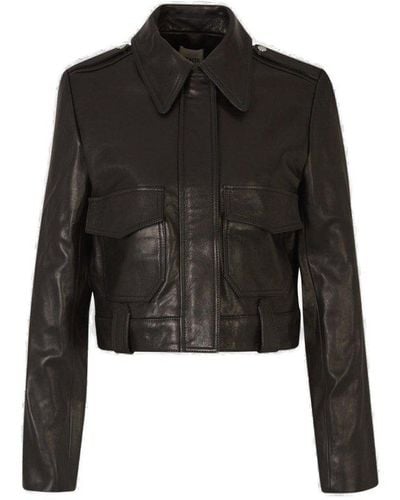 Khaite The Cordelia Long-sleeved Leather Jacket - Black