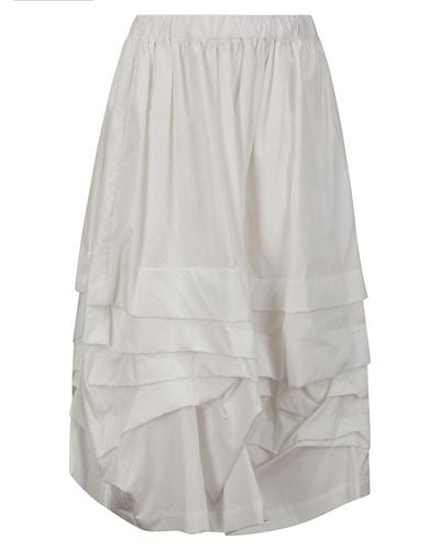 Comme des Garçons Asymmetric Hem Ruffled Skirt - White