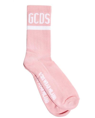 Gcds Logo Intarsia Ribbed Socks - Pink