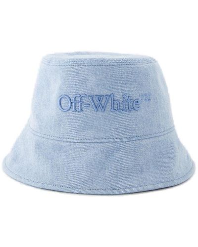Off-White c/o Virgil Abloh Bookish Logo Denim Bucket Hat - Blue