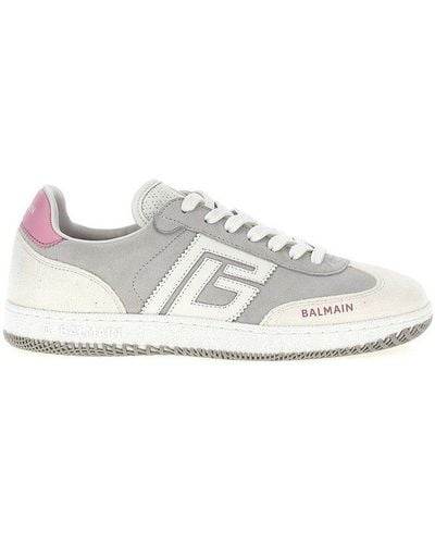 Balmain Swan Panelled Low-top Trainers - White