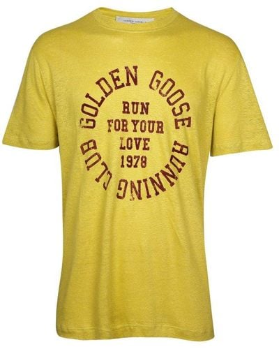 Golden Goose Linen T-shirt Color Maize - Yellow