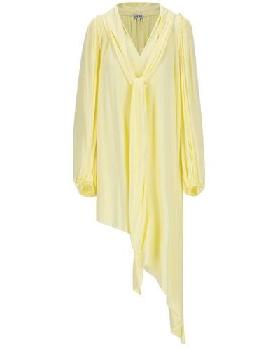Loewe Asymmetric Dress In Viscose - Yellow