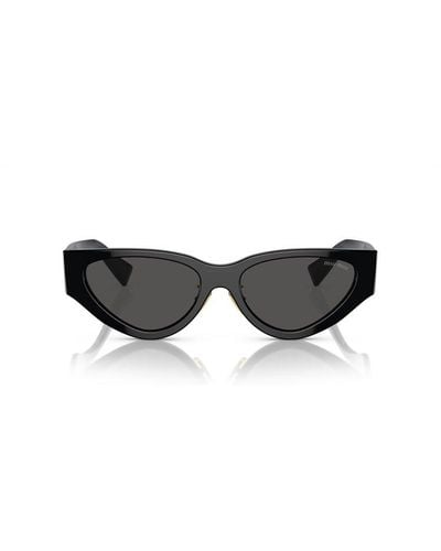 Miu Miu Logo-lettering Geometric Sunglasses - Black