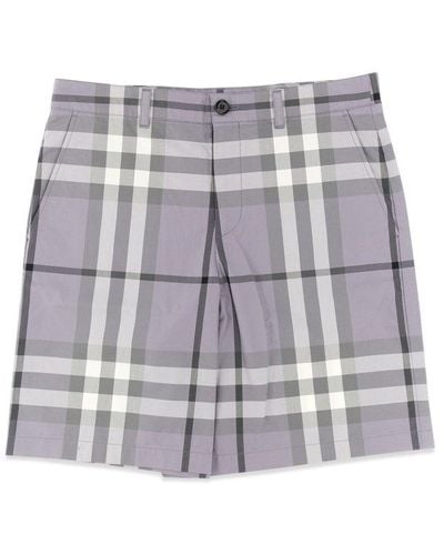 Burberry Bermuda Shorts With Tartan Pattern - Grey