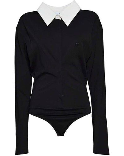Courreges Drop Jersey Shirt Bodysuit - Black