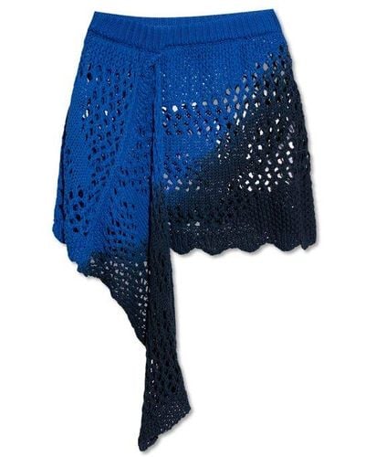 The Attico Draped Open-knit Mini Skirt - Blue
