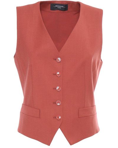 Weekend by Maxmara Buttoned V-neck Gilet - Pink