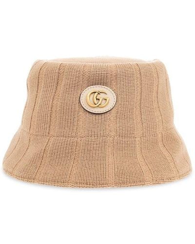 Gucci Bucket Hat With Logo, - Natural