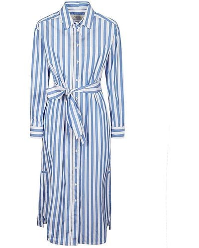 Weekend by Maxmara Striped Long-sleeved Shirt Dress - Blue
