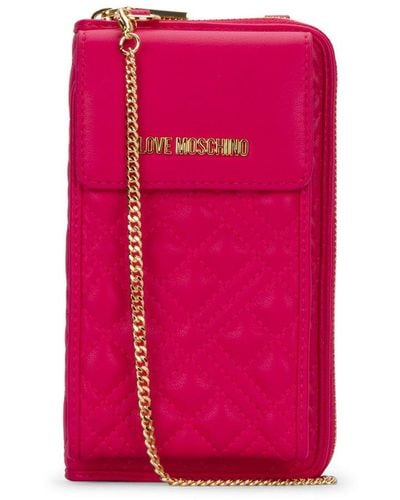 Love Moschino Logo Plaque Chained Wallet - Pink