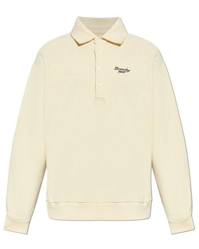 Givenchy Logo Embroidered Long-sleeve Polo Shirt - Natural
