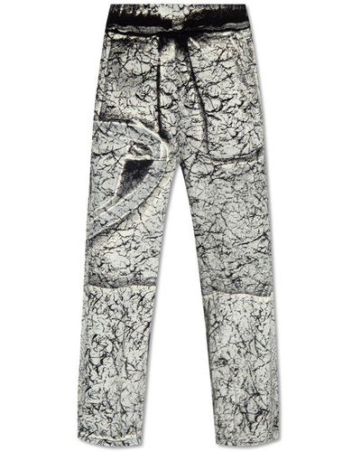 DIESEL Oval D Cracked-paint Effect Cargo Pants - Gray