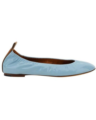 Lanvin Round Toe Slip-on Ballerina Shoes - Blue