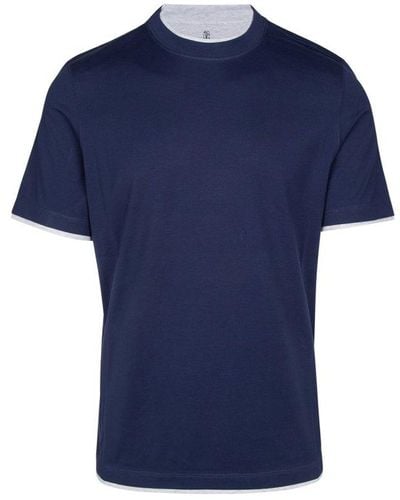 Brunello Cucinelli Layered-effect Crewneck T-shirt - Blue