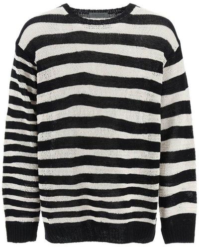 Yohji Yamamoto Striped Pure Cotton Jumper - Black