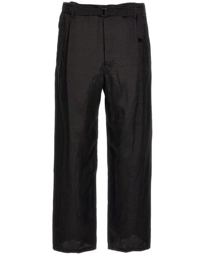 Lemaire Belted Straight Leg Trousers - Black
