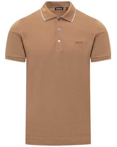 ZEGNA Polo Shirt With Logo - Brown
