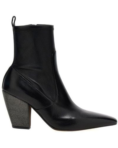 Brunello Cucinelli Pointed-toe Ankle Boots - Black