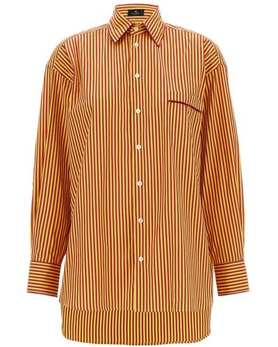 Etro Striped Button-up Shirt - Orange
