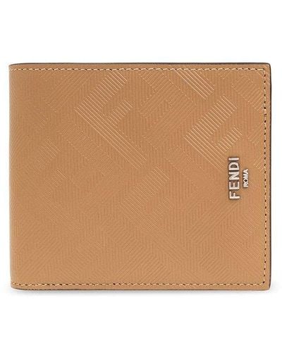 Fendi Bifold Wallet With Logo, - Natural