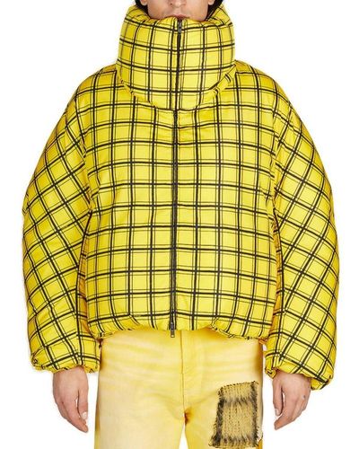 Marni Checked Oversized Down Jacket - Yellow