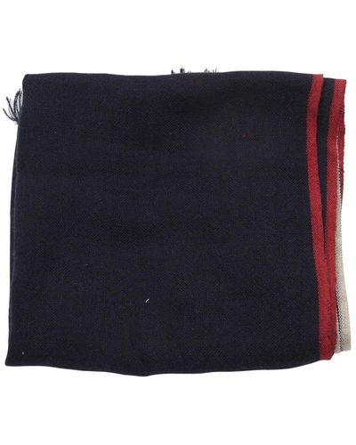 Brunello Cucinelli Blue And Red Cashmere And Silk Scarf