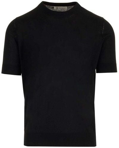 Brunello Cucinelli Cotton And Silk T-Shirt - Black