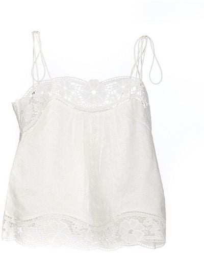 Zimmermann Lace Trimmed Linen Top - White