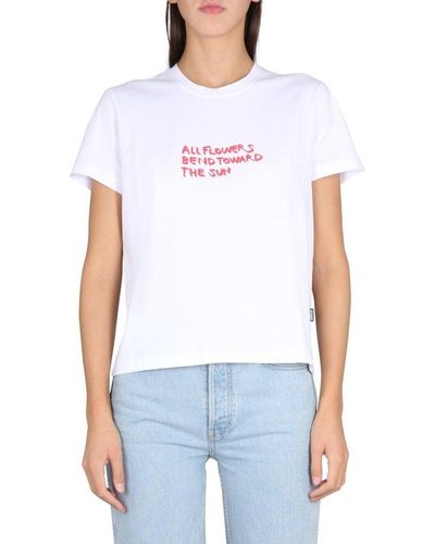 Aspesi Text Printed Crewneck T-shirt - White