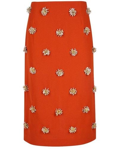 Dries Van Noten Salby Embellished Midi Skirt - Orange