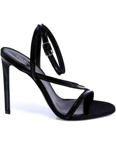 Celine Sharp Patent Sandals - Black