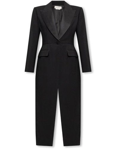 Alexander McQueen Wool Tailcoat With Peak Lapels - Black