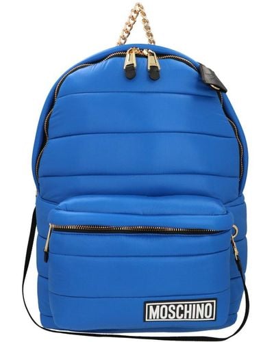 Moschino Hood Detailed Padded Backpack - Blue