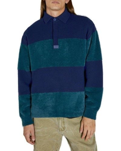 Eytys Striped Crewneck Polo Sweater - Blue