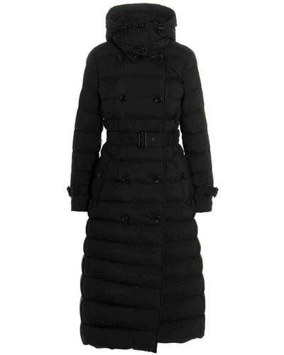 Burberry Belted-waist Hooded Puffer Coat - Black