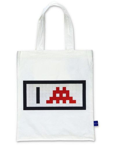 Comme des Garçons Space Invaders Shopping Bag - White
