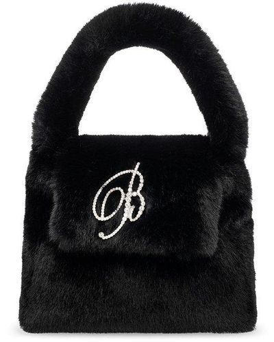 Blumarine Logo Embellished Foldover-top Tote Bag - Black