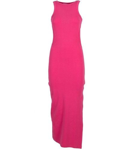 MSGM Cut-out Detail Ribbed Maxi Dress - Pink
