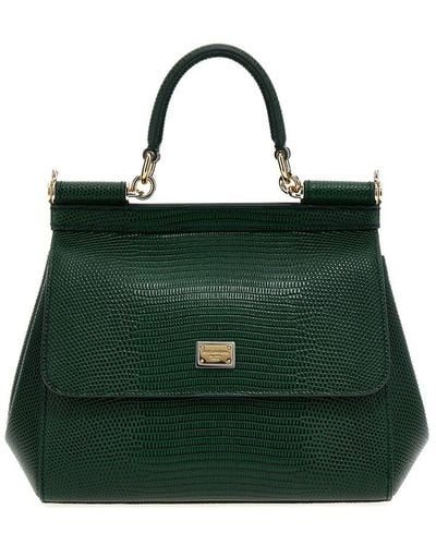 Dolce & Gabbana Branded Plate Medium Sicily Handbag - Green