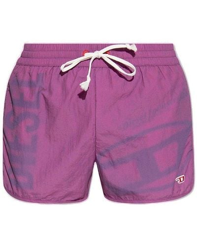 DIESEL Logo Printed Drawstring Swim Shorts - Pink