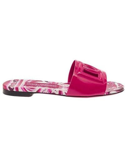 Dolce & Gabbana Dolce & Gabbana Cruise Dg Patent Leather Flat Sandals - Pink