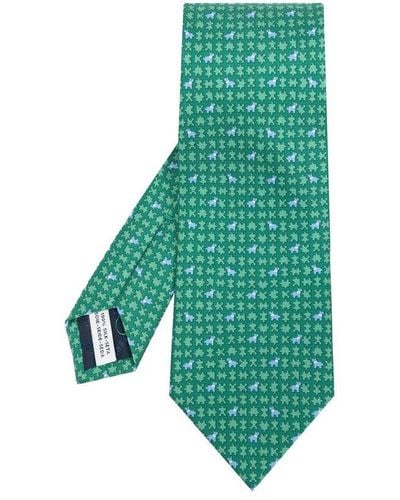 Ferragamo Motif Printed Tie - Green