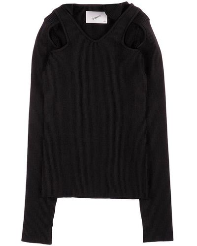 Coperni Crossover Neck Cutout-detailed Knitted Top - Black