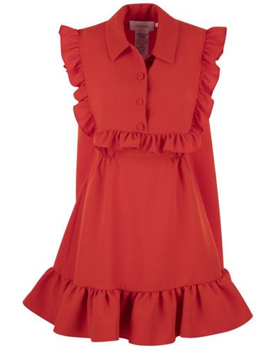 Sportmax Ruffle Detailed Sleeveless Mini Dress - Red