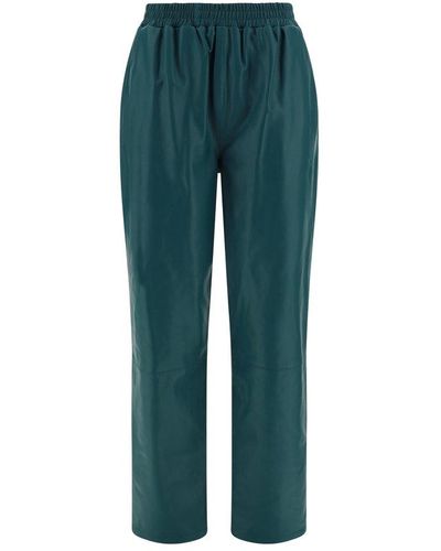 Arma Abigail Straight-leg Cropped Leather Trousers - Green