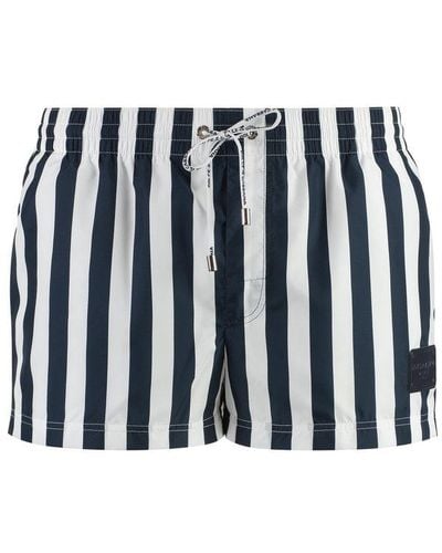 Dolce & Gabbana Vertical-stripe Printed Swim Shorts - Black