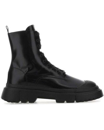 Hogan Leather H619 Ankle Boots - Black