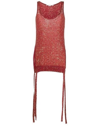 Stella McCartney Sequin Drip Knit Top - Red